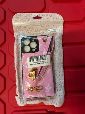 Source Unknown Pink Monogram Wallet Phone Case with Gold Hardware